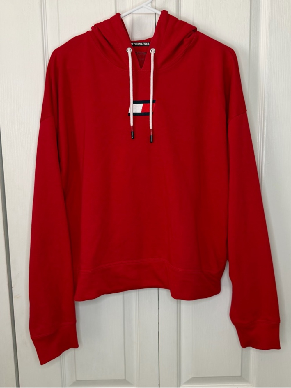Tommy Hilfiger Sport Red Logo Hoodie XL Pullover Sweatshirt